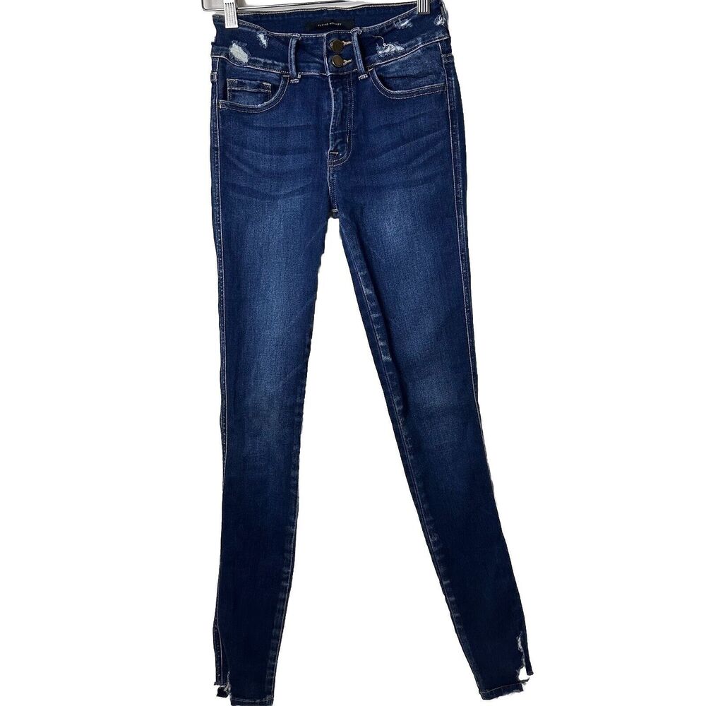 Flying Monkey Jeans Womens High Rise Skinny Denim Blue Medium Wash Distressed 25